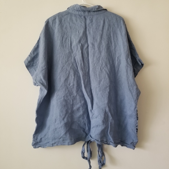 🇮🇹 FROCCELLA 100% Linen Floral Tie-Front Top One Size - Picture 2 of 11